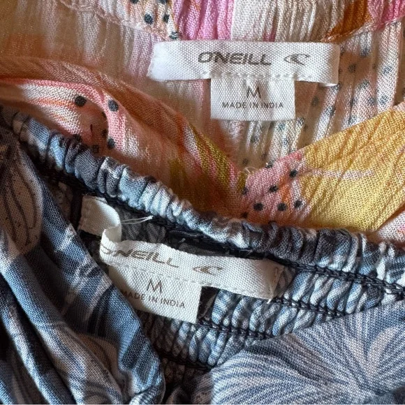 O’Neill Women’s Medium Tropical Wide Leg Jumpsuit Bundle Blue & Yellow - Picture 7 of 9